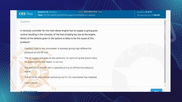 Ces test 6 0 16 stcw engine managment medium speed