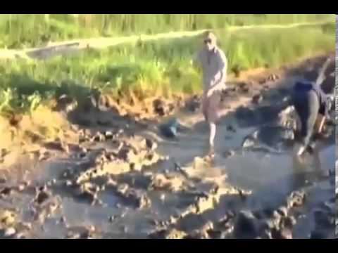 Ловят рыбу прям на дороге!! смотреть онлайн