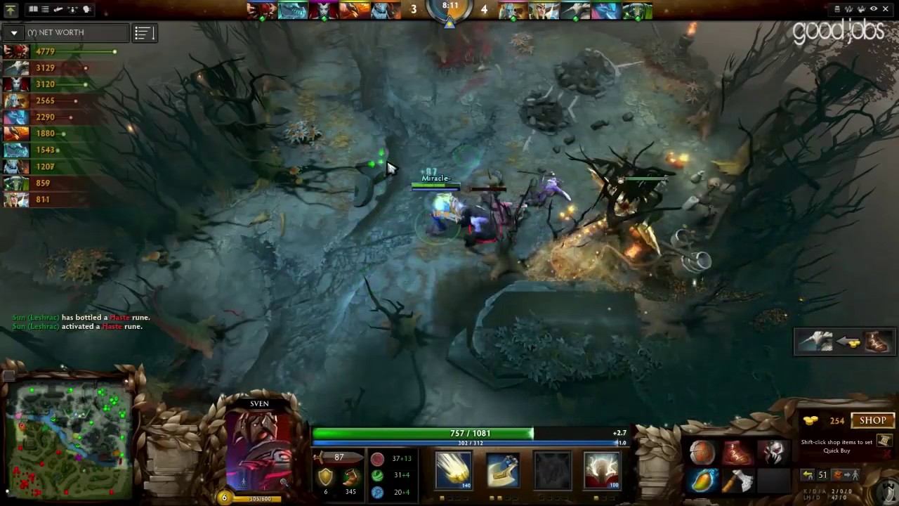 dota 2 miracle sven Mid Shadow Blade Nuker Carry Pub Gameplay D смотреть онлайн