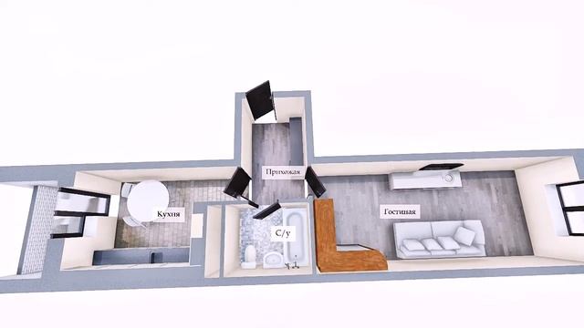 1-комнатная квартира (общая S=42.67 м.кв.) смотреть онлайн