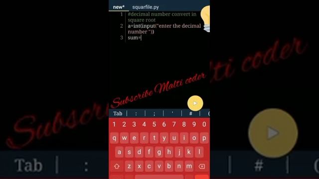 decimal number convert a square root very easy in python program#decimal num change in squareroot смотреть онлайн