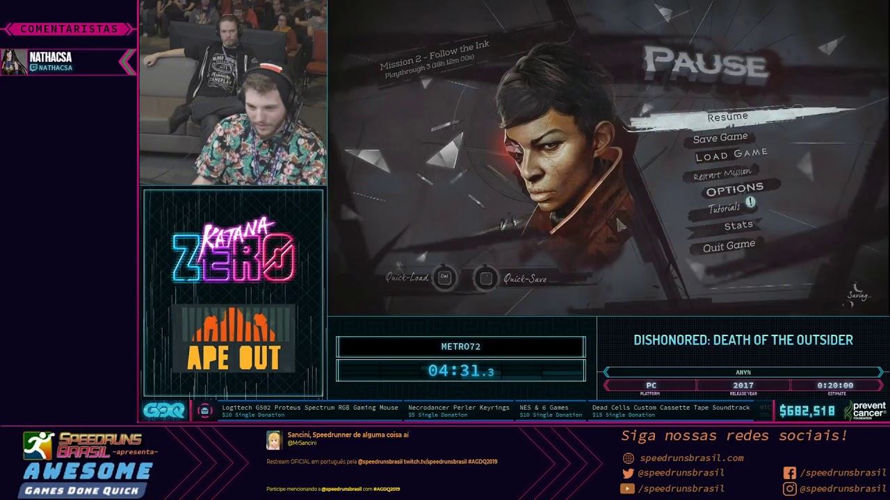 Dishonored: Death of the Outsider (Any%) - Restream PT-BR AGDQ2019 смотреть онлайн