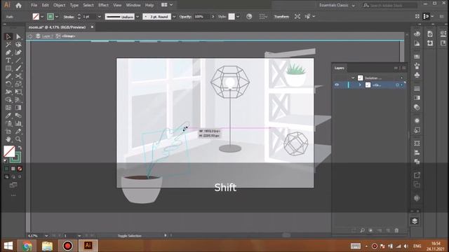 3D Interior / Adobe Illustrator tutorial / Hot keys / For vector stock смотреть онлайн