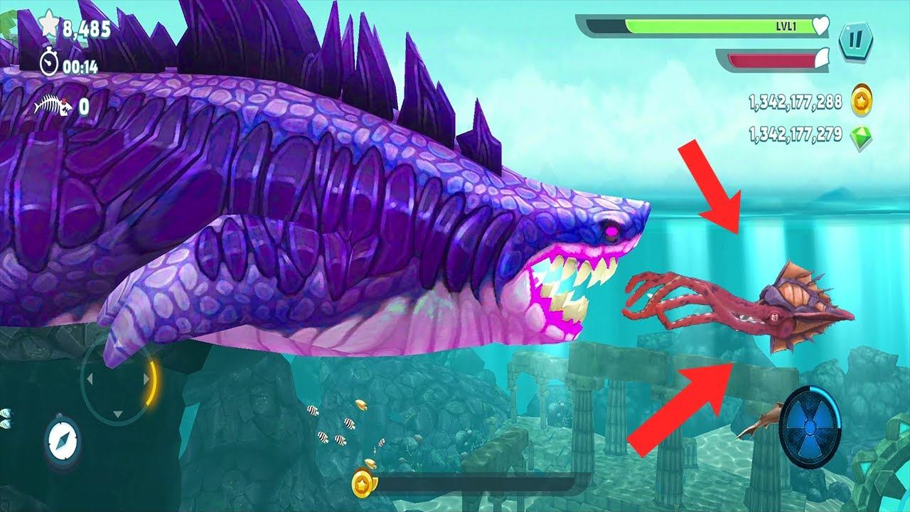 Hungry Shark Evolution - New Bigger Monster Sharkjira vs Kraken Skin Mod - All 27 Sharks Unlocked смотреть онлайн