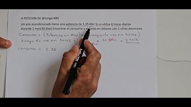 Un aire acondicionado tiene una potencia de 1.35KW. Si se utiliza 8 horas diarias durante 1 mes.... смотреть онлайн