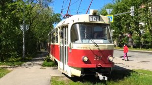 Трамвай Екатеринбурга Tatra T3SU борт. №337 маршрут №14 на остановке "Ферганская улица"