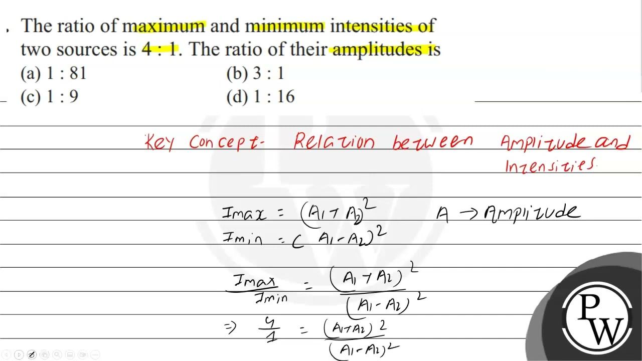 The ratio of maximum and minimum intensities of two sources is \( 4: 1 \). The ratio of their am... смотреть онлайн