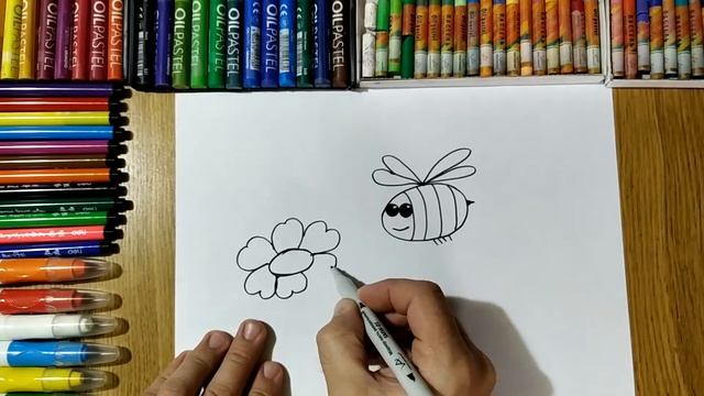 Рисуем Пчёлку и цветок / Урок Рисования / How to Draw abeille et fleur / Drawing Lesson смотреть онлайн