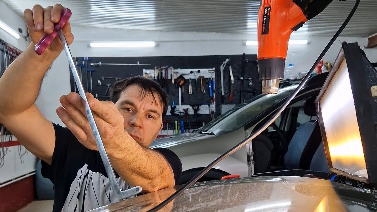 удаление вмятины с растяжением металла #paintlessdentrepair #pdr #pdrtools #pdrtraining