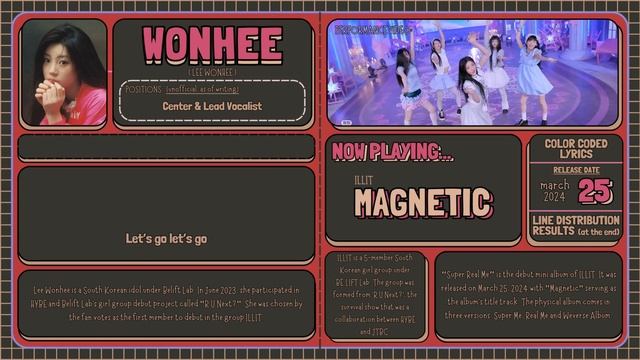ILLIT - 'MAGNETIC' | Color Coded Lyrics + Line Distribution Results | ʚ ɞ смотреть онлайн