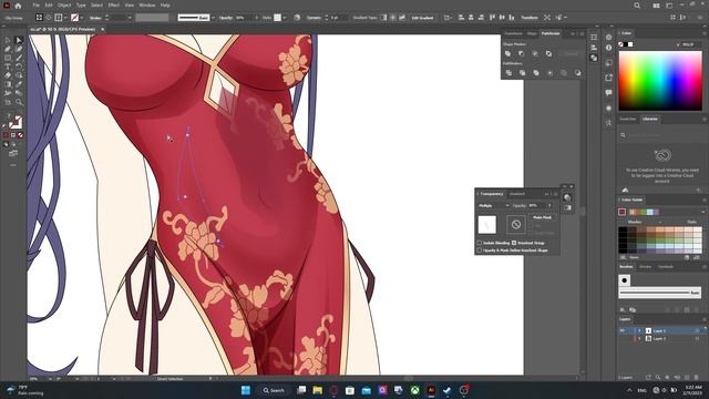 (Speed Art) China Dress Noire | Adobe Illustrator CC, Anime Vector смотреть онлайн