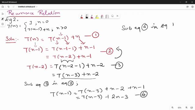 1.6.1.Recurrence Relation Solution T(n)= T(n-1) +n in Tamil смотреть онлайн