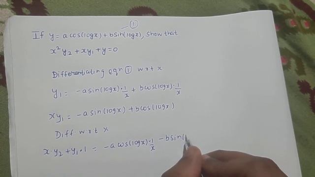 If y= acos(logx)+bsin(logx), show that x²y2+xy1+y=0| Differential Calculus | Higher Order Derivativ смотреть онлайн