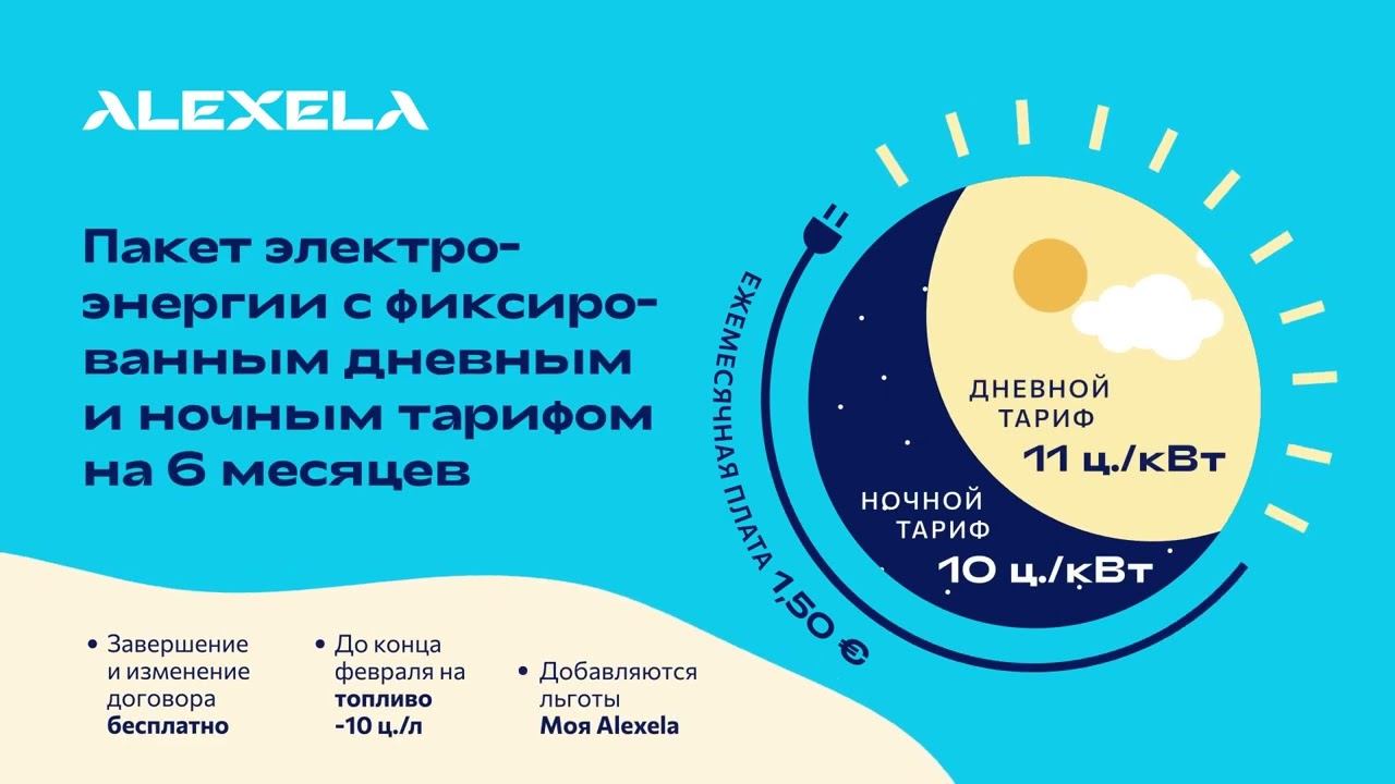 Электрический пакет с фиксированной дневной и ночной тарификацией на шесть месяцев