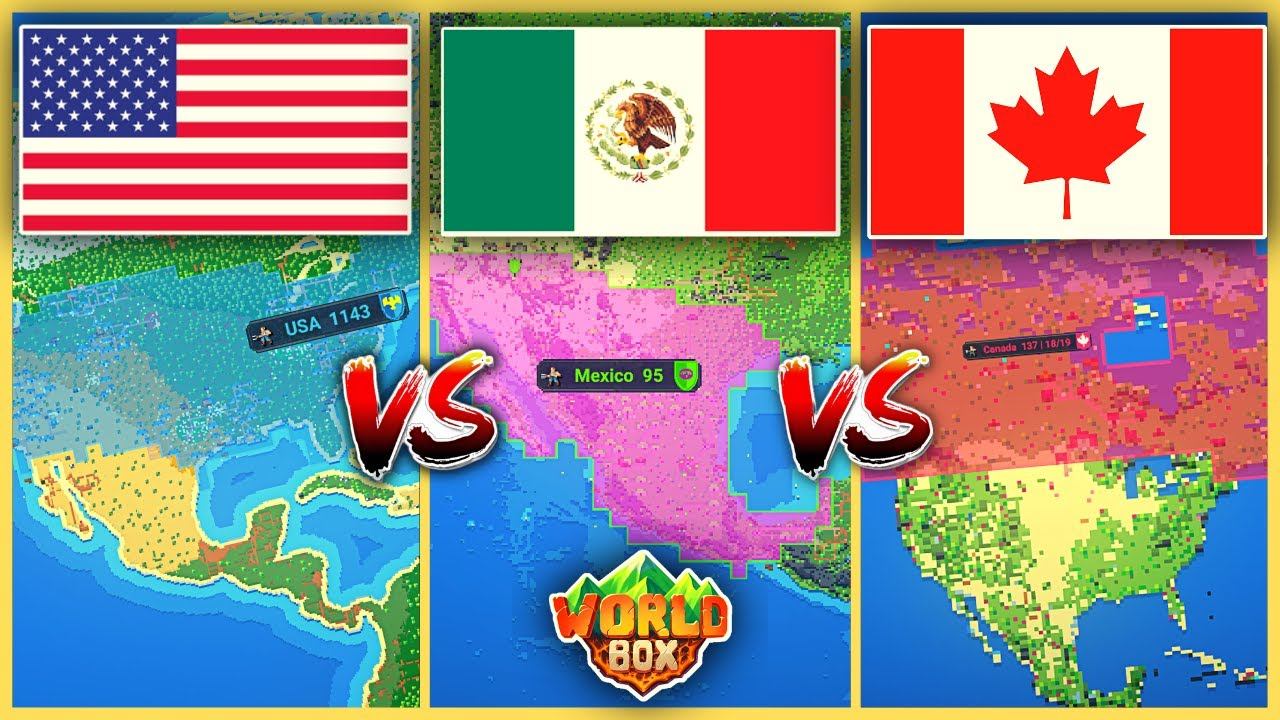 WorldBox Timelapse | USA VS Mexico VS Canada смотреть онлайн