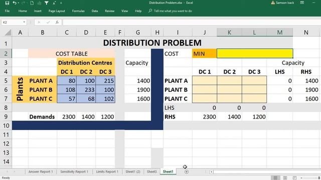 Excel: How to solve Distribution Problem in excel -Linear programming-simplex method смотреть онлайн