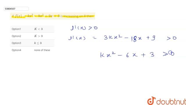 If `f(x)= kx^3-9x^2+9x+3` is increasing on R then смотреть онлайн