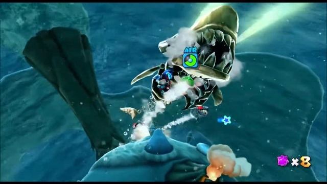 Kaizo Mario Galaxy | Bonefin Galaxy – Kingfin's Fearsome Waters | 100% Walkthrough смотреть онлайн