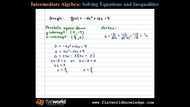 Graph a Parabola opening Downward - Algebra IA 06-0401 смотреть онлайн