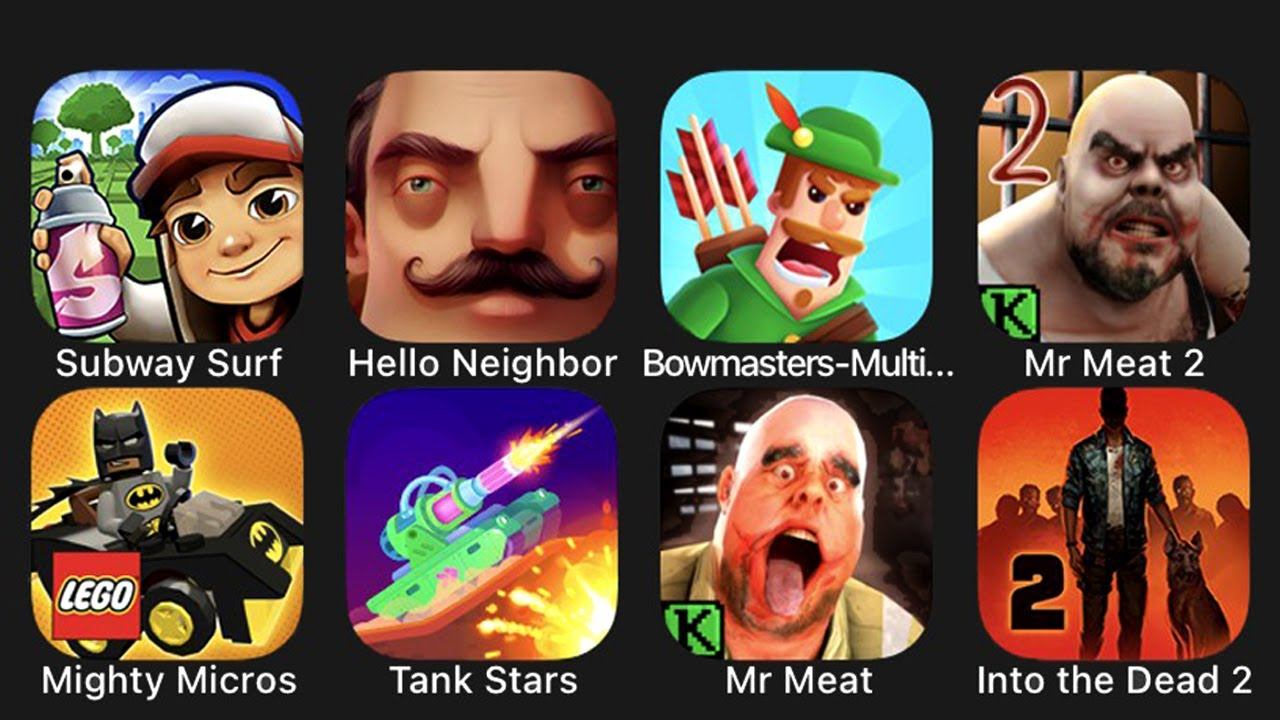 Subway Surf, Hello Neighbor, Bowmasters, Mr Meat 2, Mighty Micros, Tank Stars, Mr Meat... смотреть онлайн
