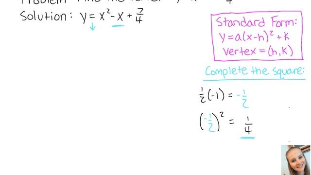 Parabolas: Write in standard form and find the vertex: y = x^2 - x + 7/4 смотреть онлайн