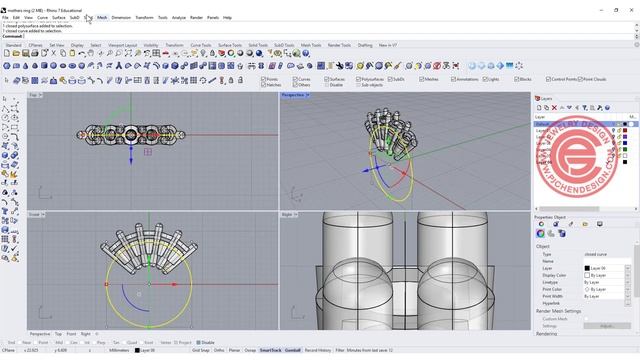 Mother's Ring 3D Modeling Tutorial- Jewelry CAD Design with Rhino 7 #195 смотреть онлайн