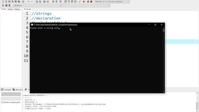39 - Explanation on string declaration, printng, fgets function etc., in C programming language смотреть онлайн