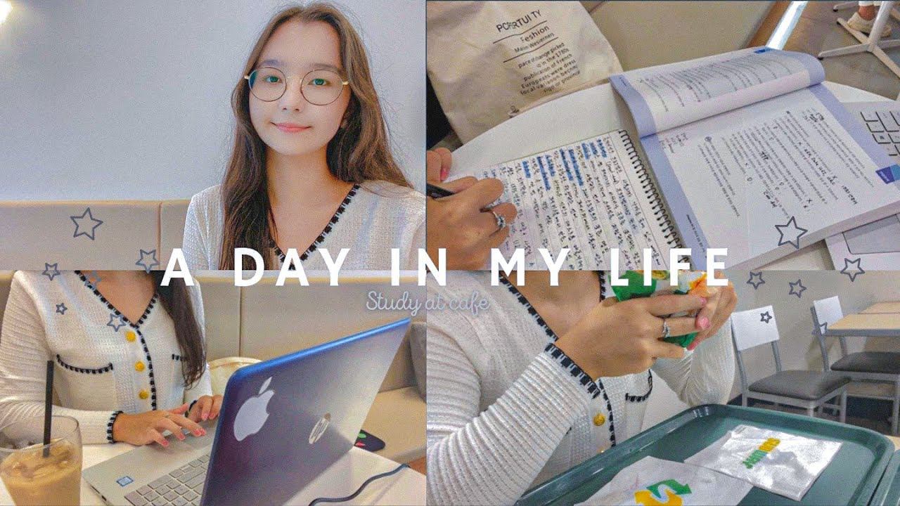 Vlog 🗒 | A day in my life as a college student in Korea | 일상 브이로그 | Studying at cafe | SunnyVlog смотреть онлайн