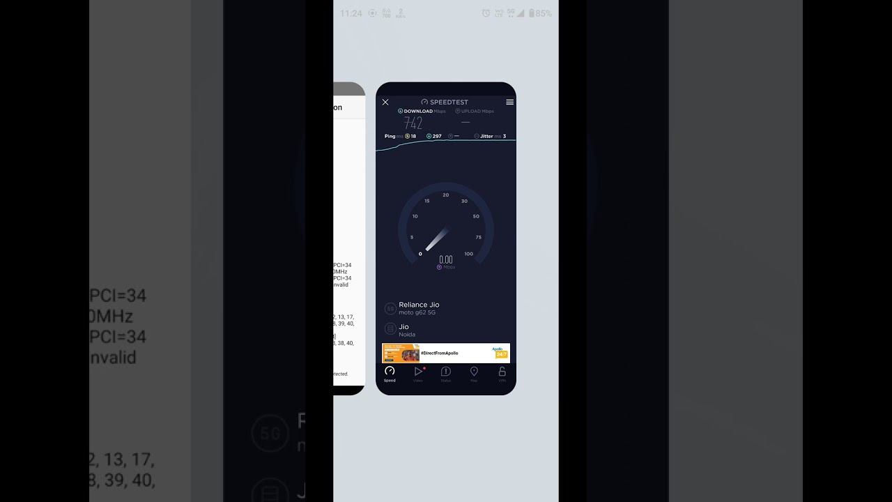 Jio 5G SA N28+N78(10+100)Mhz Speed Test in Delhi Outdoors смотреть онлайн