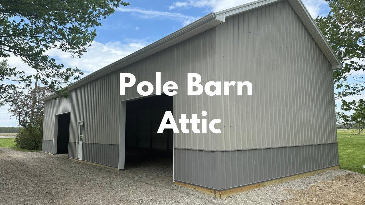 Pole Barn Attic: 24x64 14’ 16’ post frame with half attic trusses and the rest a regular truss. смотреть онлайн
