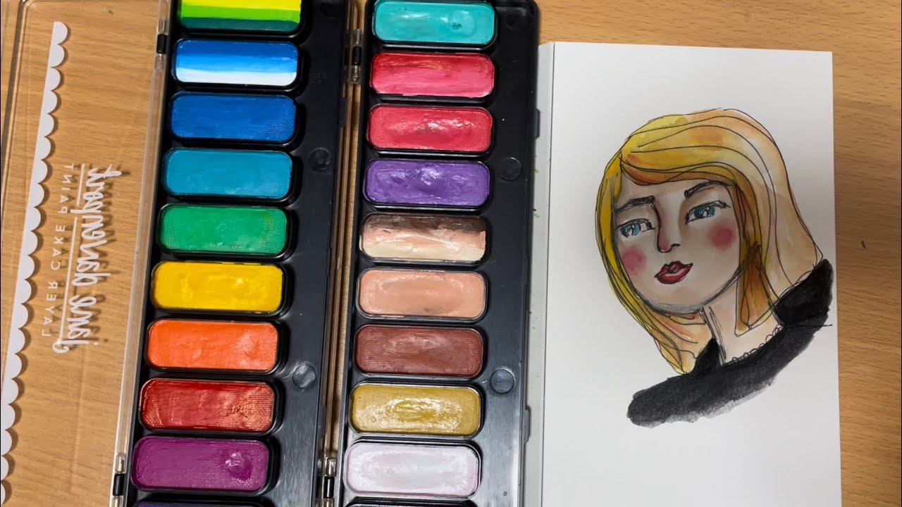 Girl face #gouache #layercake paint #ink смотреть онлайн