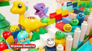 Обучающий конструктор для детей. Лабиринт ASMR с шариками: ДИНОЗАВРЫ ! Развивашки для детей !