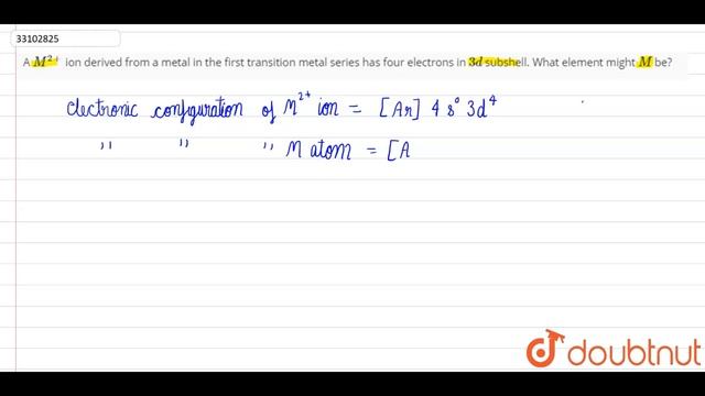 A `M^(2+)` ion derived from a metal in the first transition metal series has four electrons in `3d` смотреть онлайн