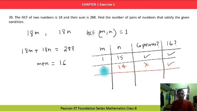HCF of Two Numbers is 18 and Their Sum is 288 Pearson IIT Foundation Maths Class 8 Chapter 1 смотреть онлайн