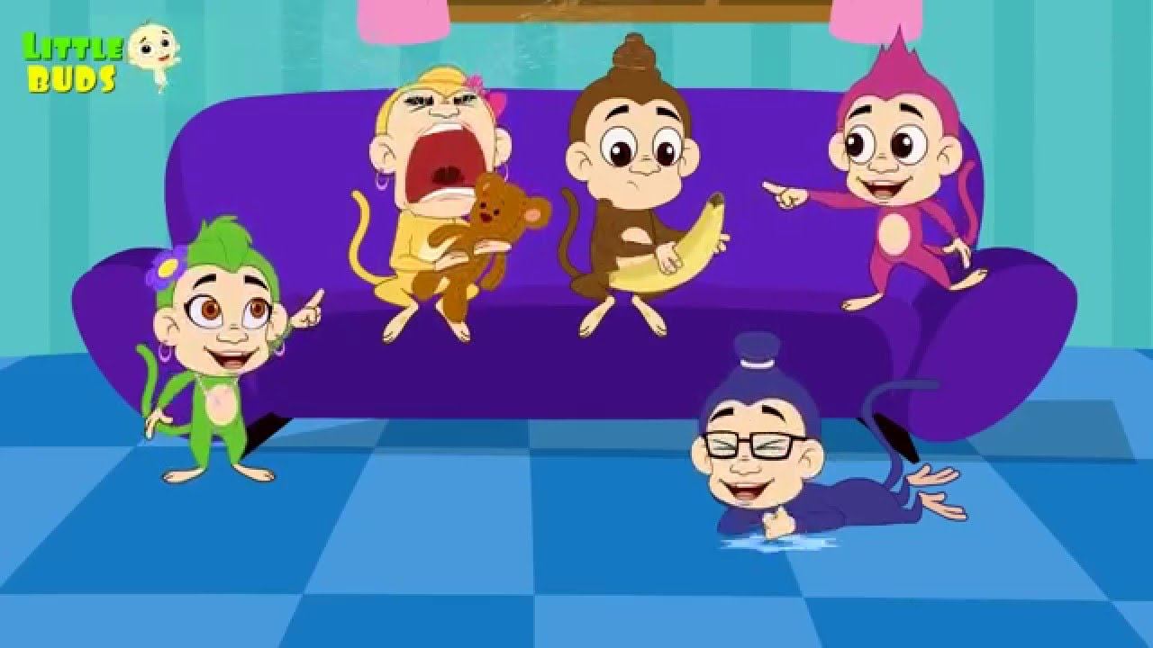 Five little Monkeys Jumping On The Bed Most Popular Nursery Rhyme For Kids смотреть онлайн