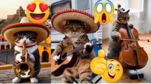 Кот музыкант! :) Милый Кот Играет на Гитаре и не только...