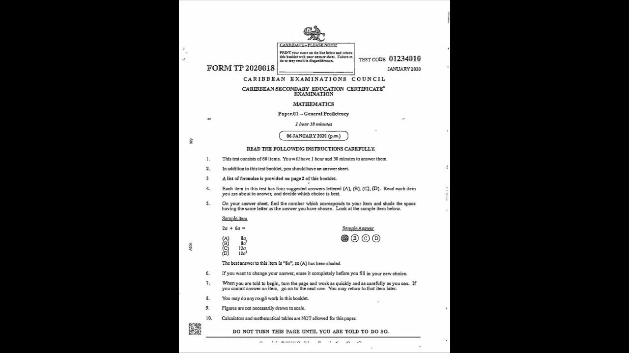 CSEC (CXC) JANUARY 2020 MATHEMATICS PAPER 1| Full solutions | Questions 1 - 60 | AH Academy | смотреть онлайн