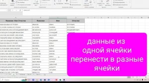 Как быстро данные из одной ячейки разделить на несколько ячеек в таблице Excel