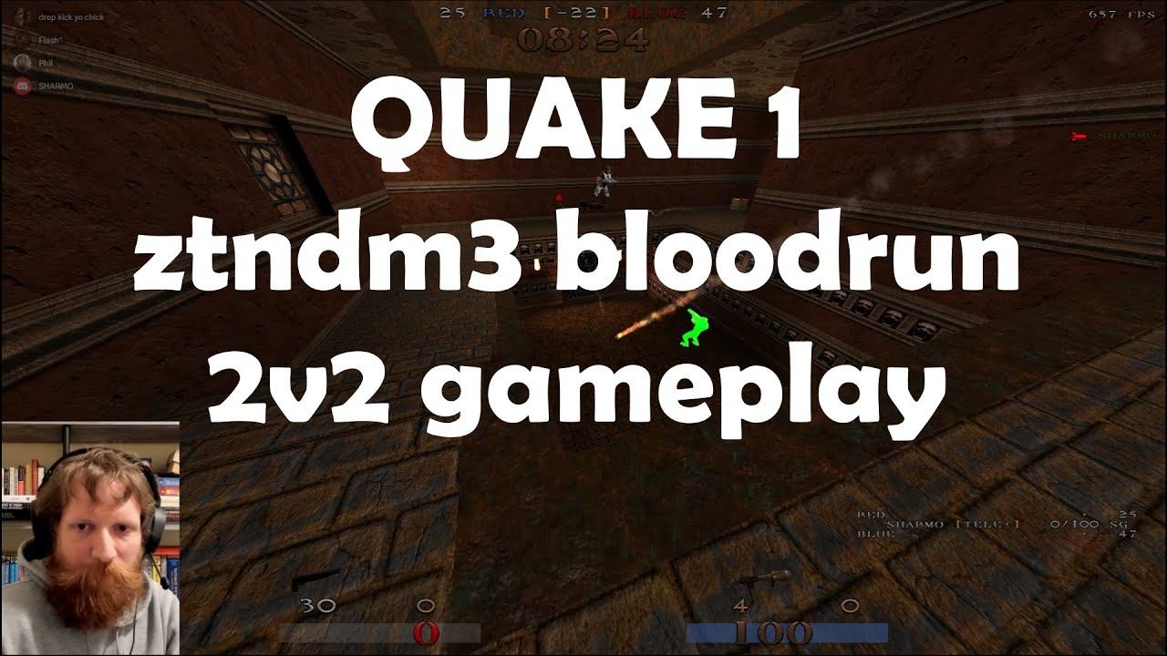 Quake 1 / QuakeWorld ztndm3 bloodrun casual 2v2 gameplay смотреть онлайн