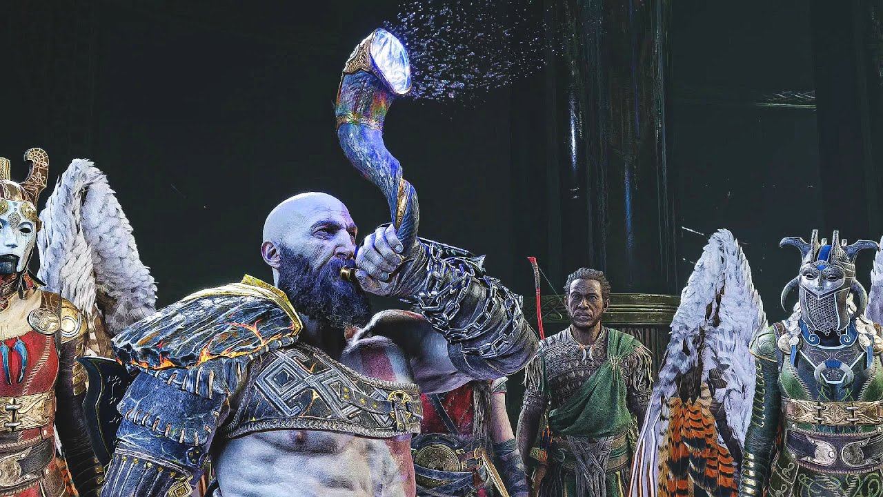General Kratos sounds Gjallahorn and Unites the Nine Realms - God of War Ragnarök смотреть онлайн