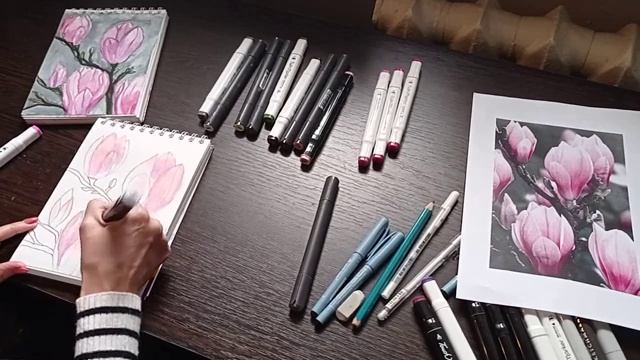 Рисуем скетч  Магнолия