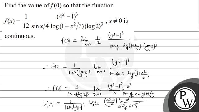 Find the value of \( f(0) \) so that the function \( f(x)=\frac{1}{12} \frac{\left(4^{x}-1\right... смотреть онлайн