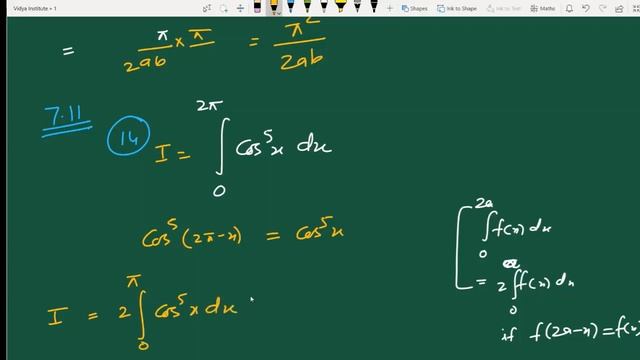 Integration of cos^5x dx | Class 12 Maths Ex 7.11 Q14 | cos5x dx Integral of cos^5x from 0 to 2pi смотреть онлайн