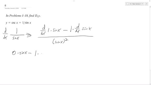 derivative Find Dxy of y = csc x = 1/sinx смотреть онлайн