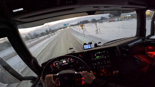 POV Driving Scania V8 S770 25m On The Snow #snow #scandinavia #longtruck #pov #vlog #povtruck#scani