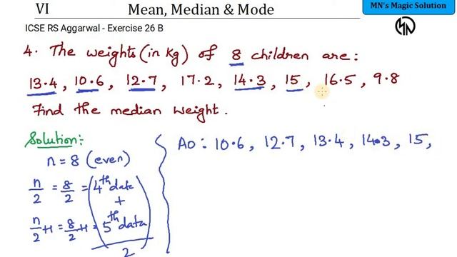 [ENG] ICSE RS Aggarwal Solutions - Finding Median - Exercise 26B - Q2, 3,4,5 смотреть онлайн