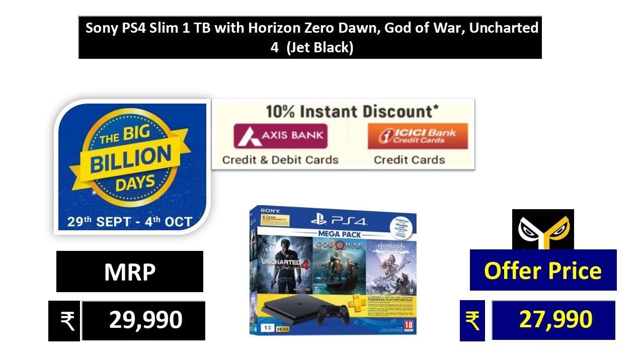 Sony PS4 Slim 1 TB with Horizon Zero Dawn, God of War, Uncharted 4 (Jet Black) смотреть онлайн