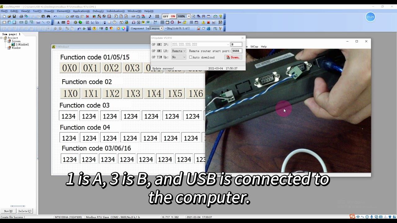 Demos Of Coolmay MT HMI Function Code That Modbus RTU As The Master Station