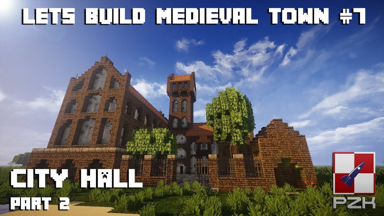 Minecraft - How to build medieval village (Polish, slavic style) #7 - City hall pt2 смотреть онлайн
