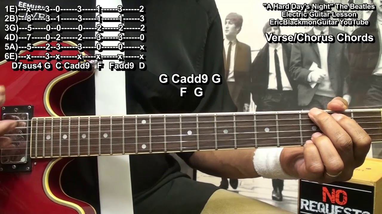 A HARD DAY'S NIGHT The Beatles Guitar Tutorial - Complete Lesson - Chords/Solo @EricBlackmonGuitar смотреть онлайн